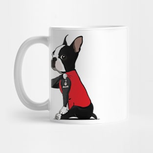 I Love Mom Boston Terrier Tattooed Mug